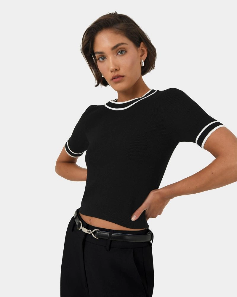 Forcast Clothing - Kiara Contrast Knit Top