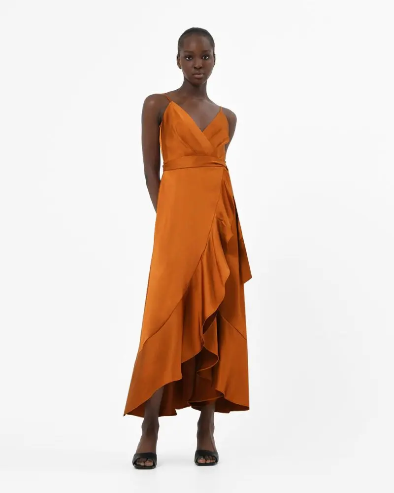 Forcast Clothing, the Sirocco Ruffles Strappy Dress, featuring ruffle detail in a maxi length