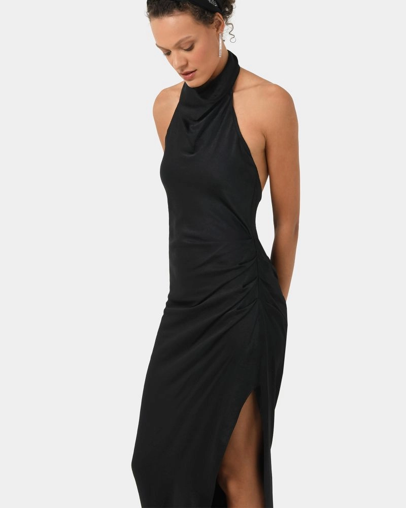 Sydney Backless Draped Dress | Black | Forcast - Forcast AU