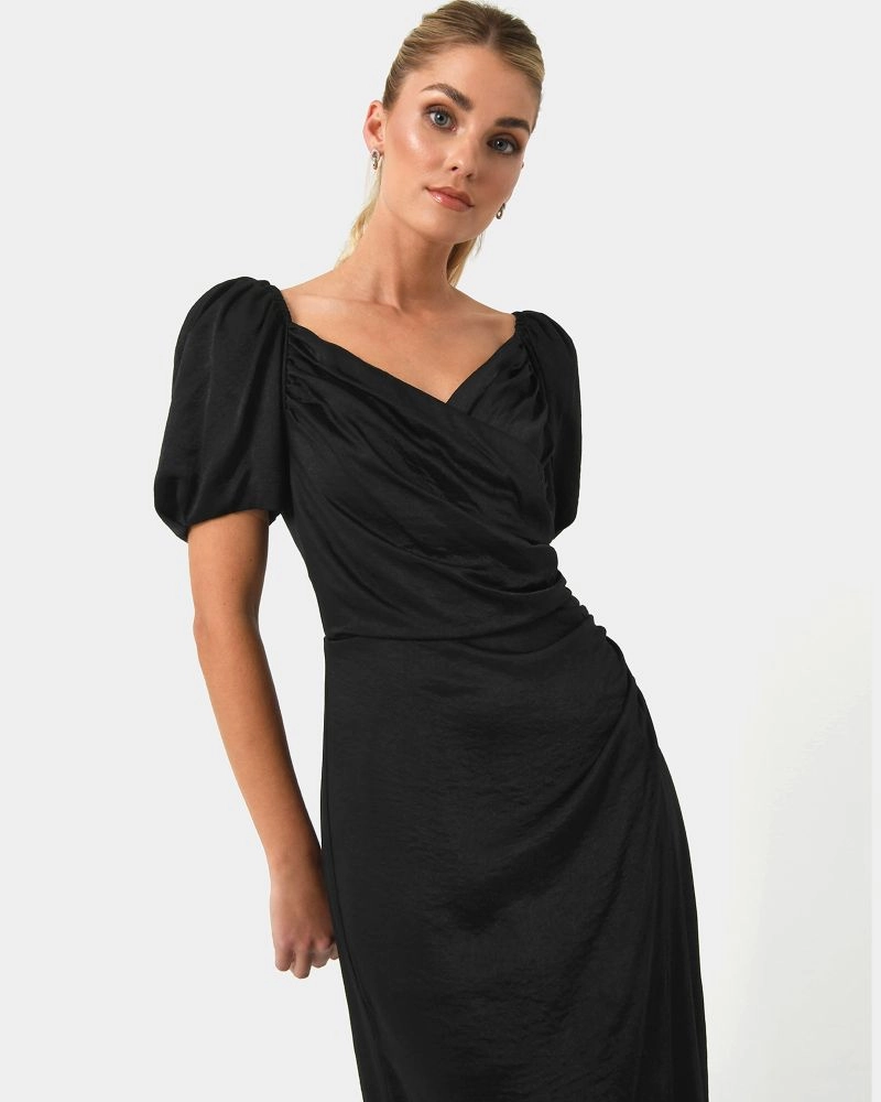 Trixie Front Crossover Dress | Black | Forcast - Forcast AU
