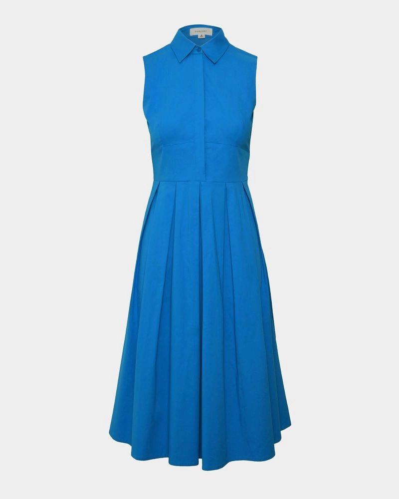 Alma Cotton Sleeveless Dress | Cyan Blue | Forcast - Forcast AU