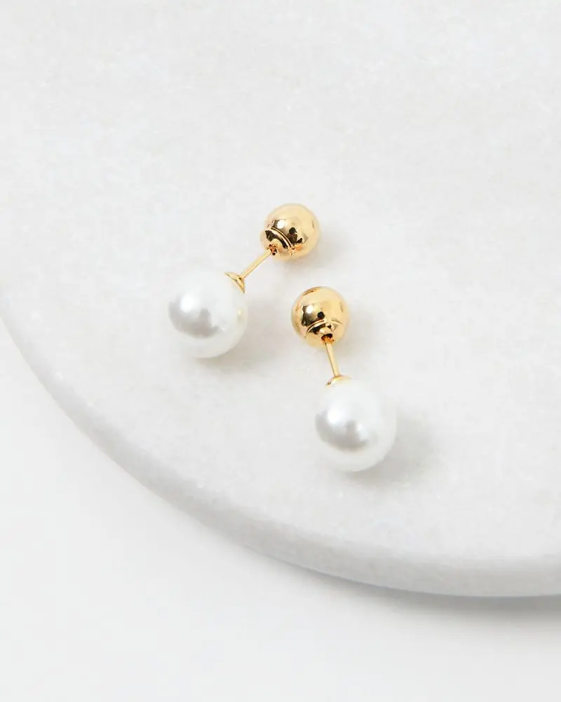 Forcast Accessories - Ambar 16k Gold Plated Reversible Earrings