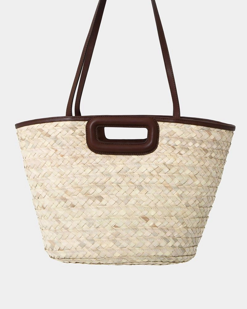 Forcast Accessories - Rome Leather Trim Palm Leaf Weave Bag L