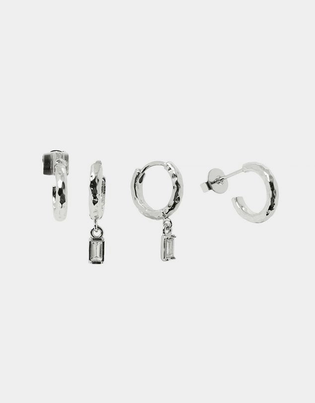 Forcast Accessories - Marie Sterling Silver Plated 2pc Earring Set