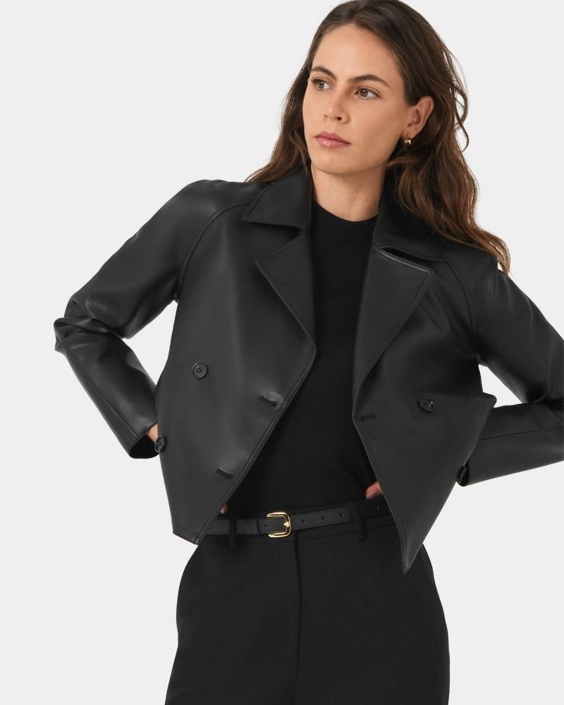Forcast Clothing - Kim Cropped PU Leather Jacket