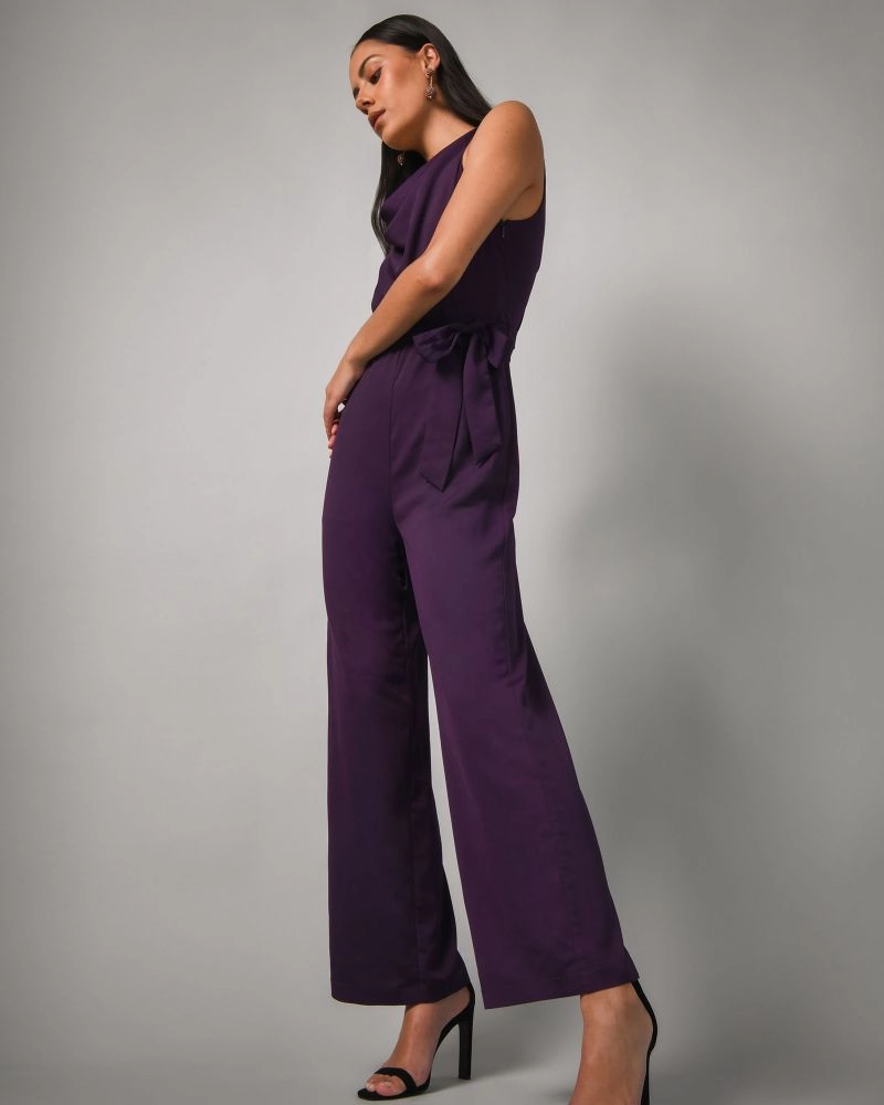 Kalista Cowl Neck Jumpsuit | Purple | Forcast - Forcast AU