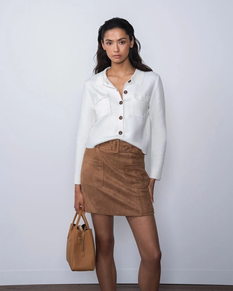 Dante Faux Suede Mini Skirt Camel