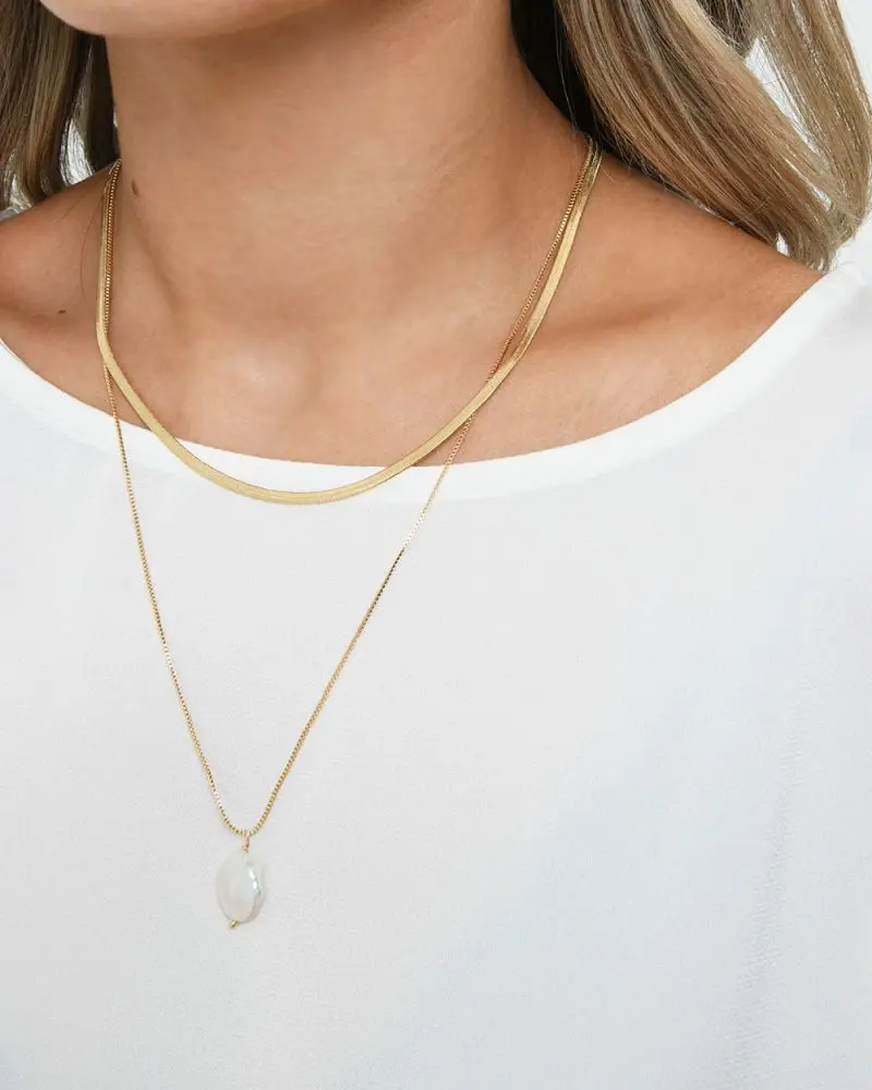 the Ines 16k Gold Plated 2pc Necklace Set