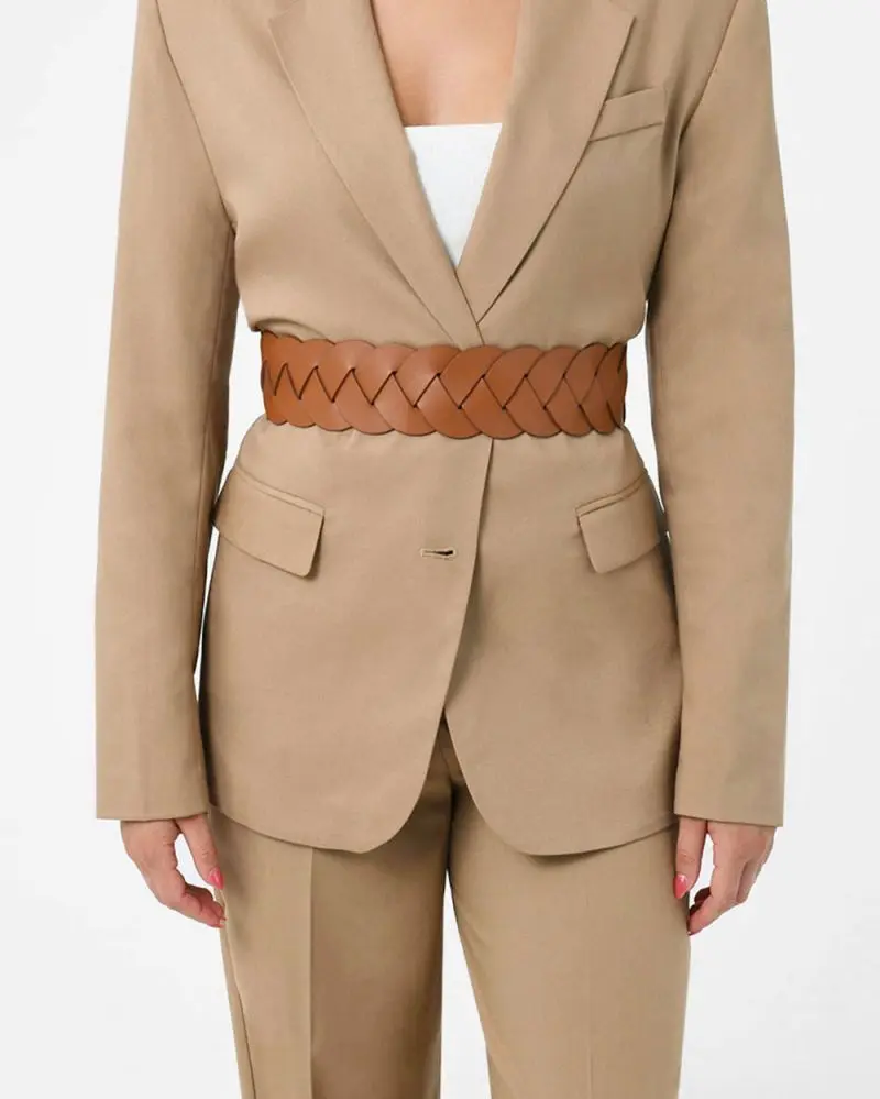 Forcast Clothing, the Lianna Stretch Braided Belt, featuring wide stretch band with braid detail