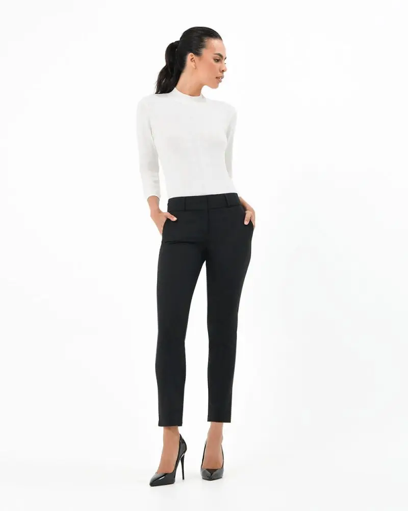 Forcast Clothing, the Taylor Slim Pants, featuring a wide waistband in a lightweight slight stretch fabrication