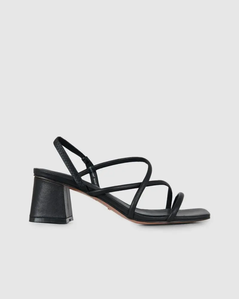 Forcast Shoes, the Emelia Leather Strap Heel