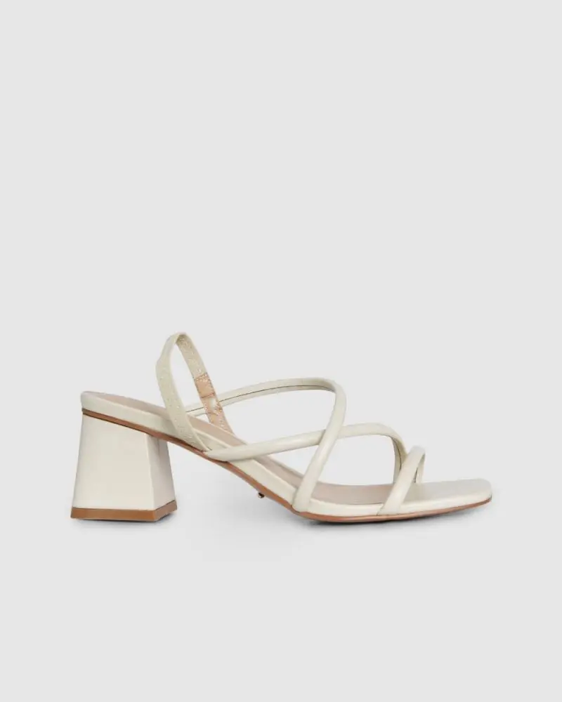 Forcast Shoes, the Emelia Leather Strap Heel 