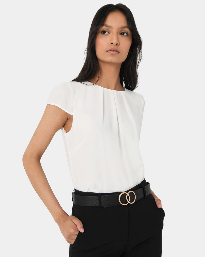 Forcast Clothing - Tamera Pleated Round Neck Top