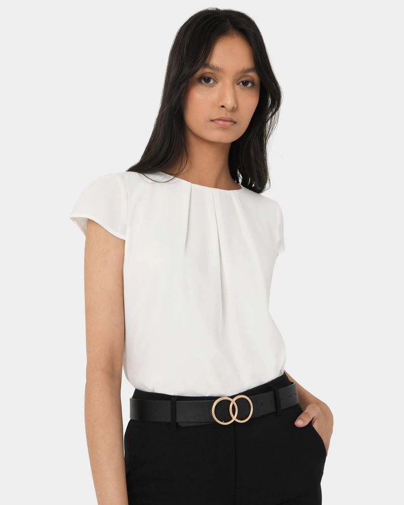 Forcast Clothing - Tamera Pleated Round Neck Top