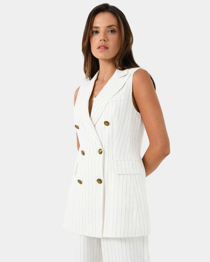 Forcast Clothing - Talisa Linen Blend Pinstripe Vest
