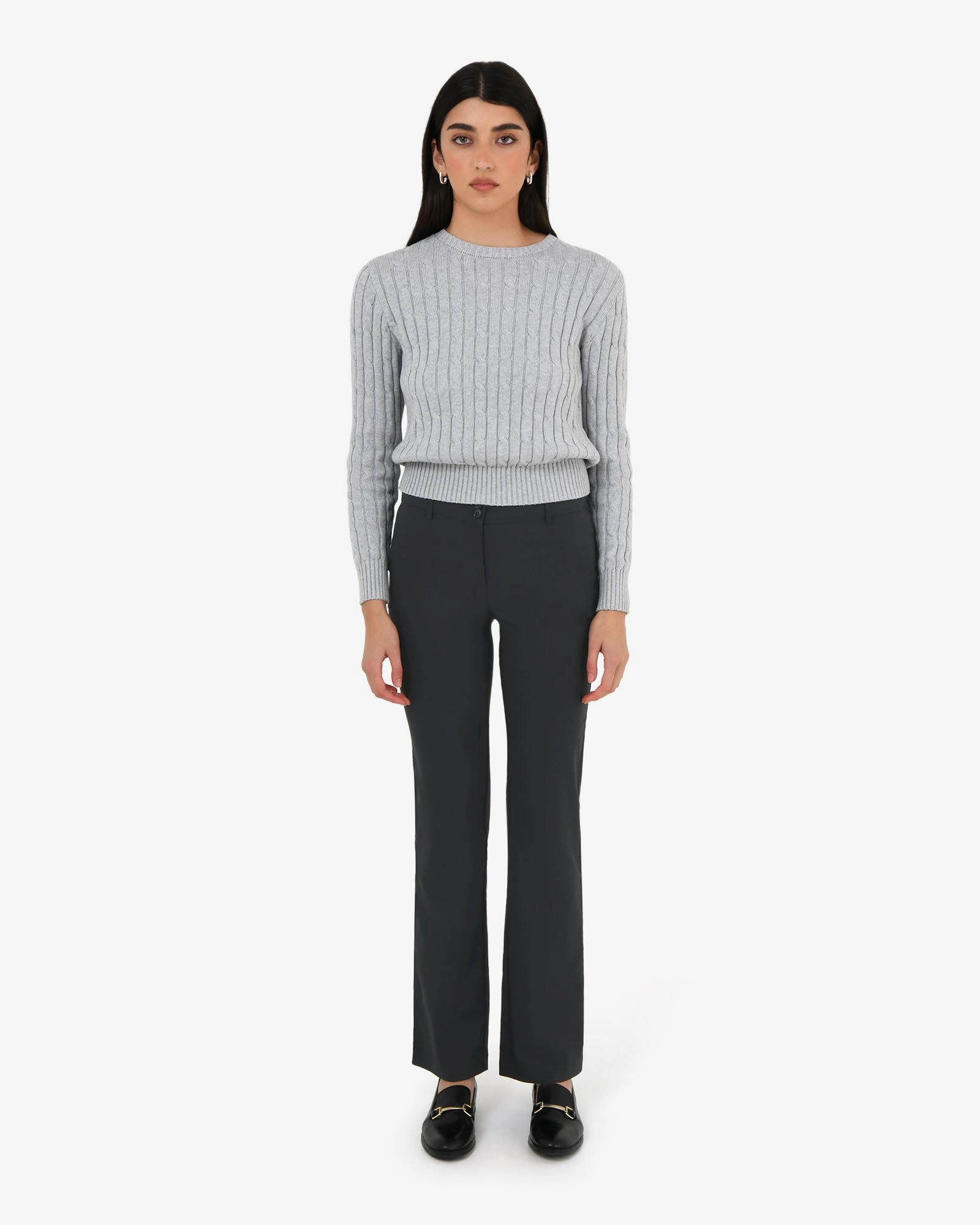 Forcast Clothing, the Annalee Classic Pants, featuring straight leg silhouette and waistband with button front fastening