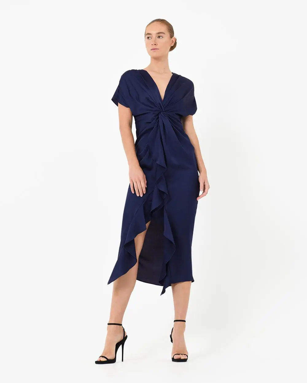 Forcast Clothing, the Farah Twist Front Dress, featuring batwing sleeves and twist front detail