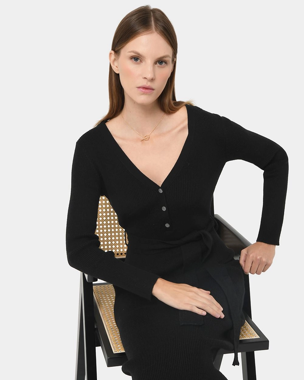 Forcast Clothing, the Amberly Tie Waist Knit Dress, featuring ribbed textured knit and tie waist belt