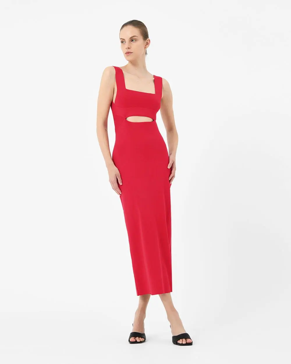Forcast clothing, the Elia Cutout Knit Dress, features knit fabrication and cutout detail