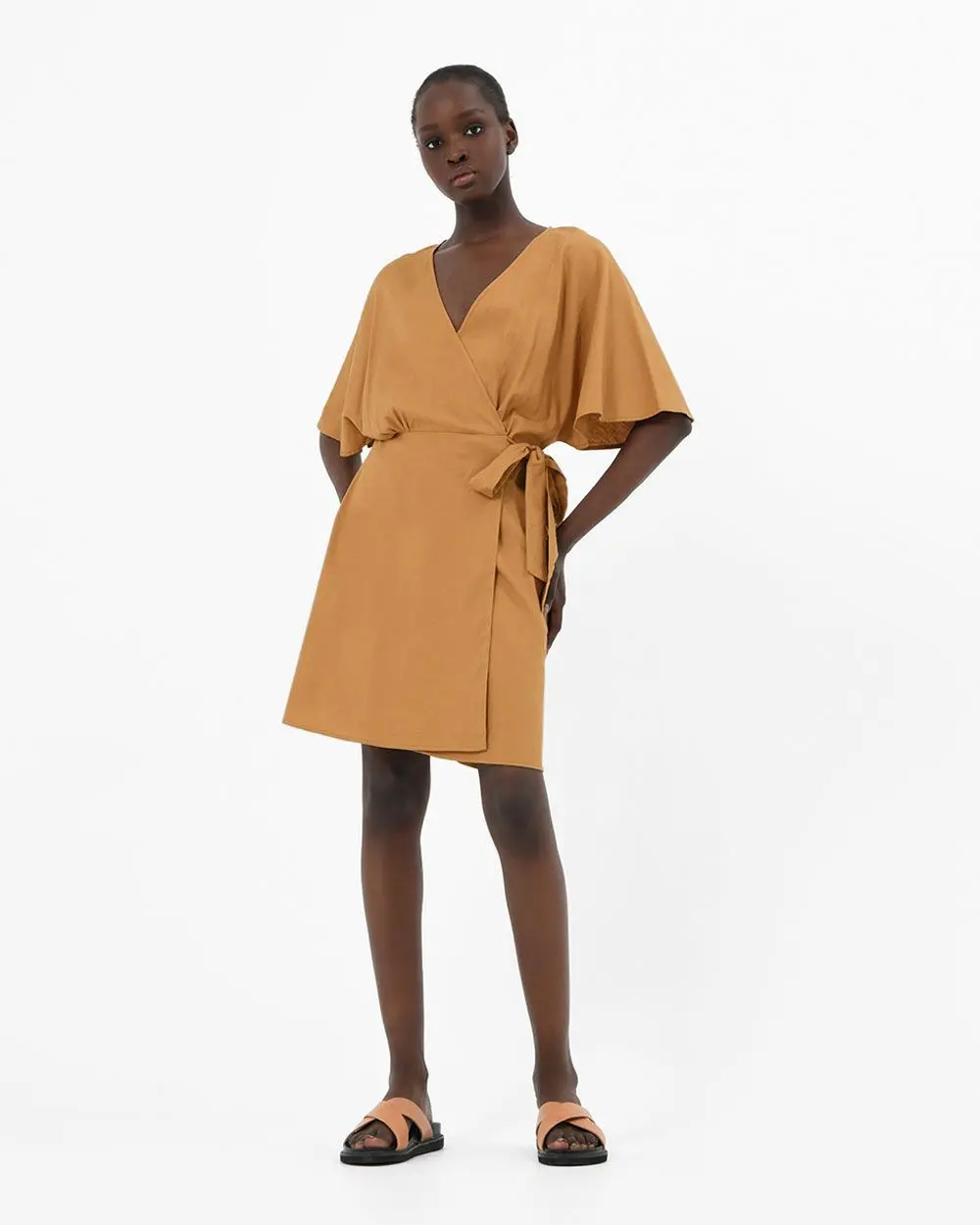 Forcast Clothing, the Greenfield Tie Waist Dress, featuring a comfortable wrap style dress forming a V-neckline