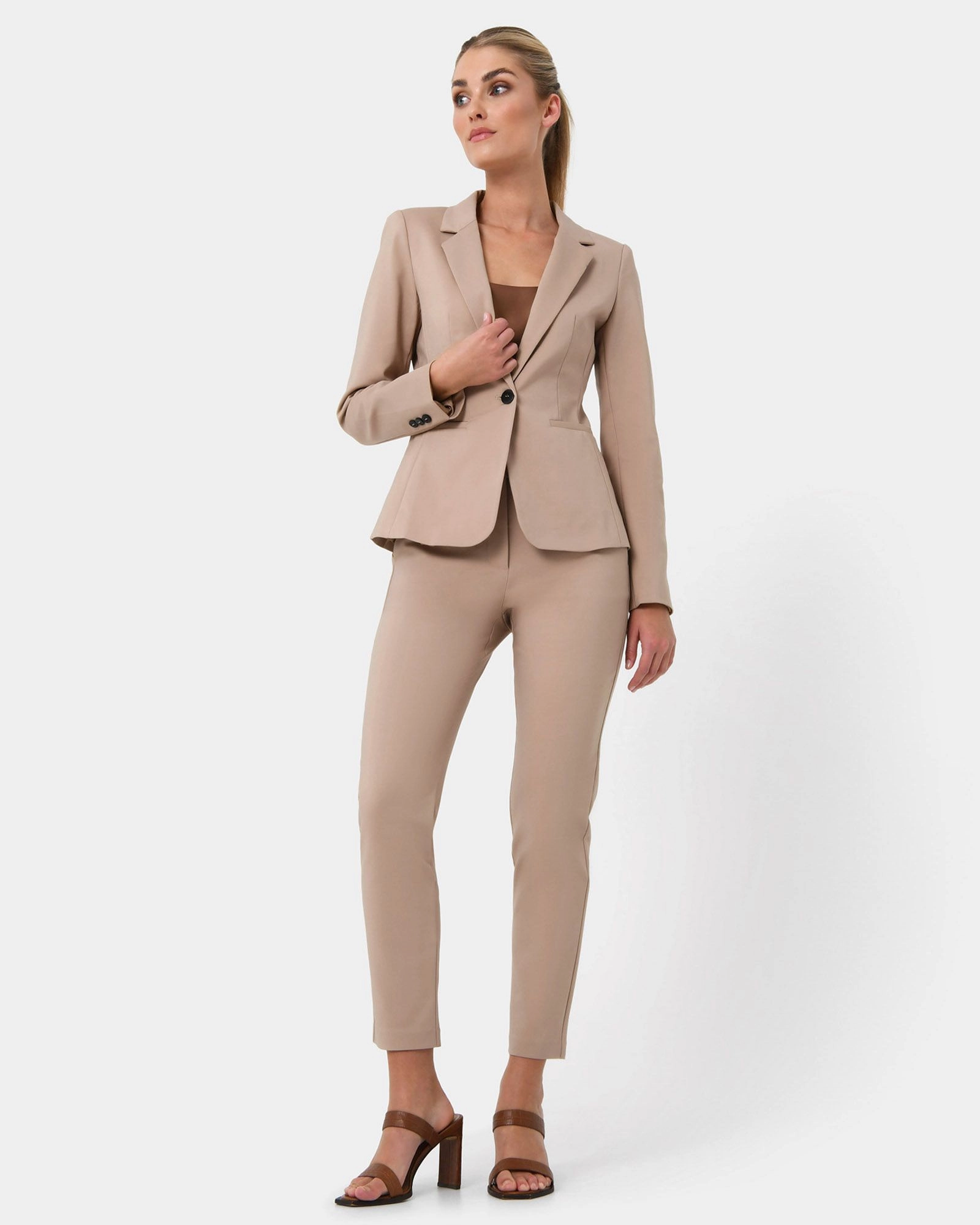 Forcast Clothing, the Safira Suit Jacket, featuring peak lapel collar and tailored fit design