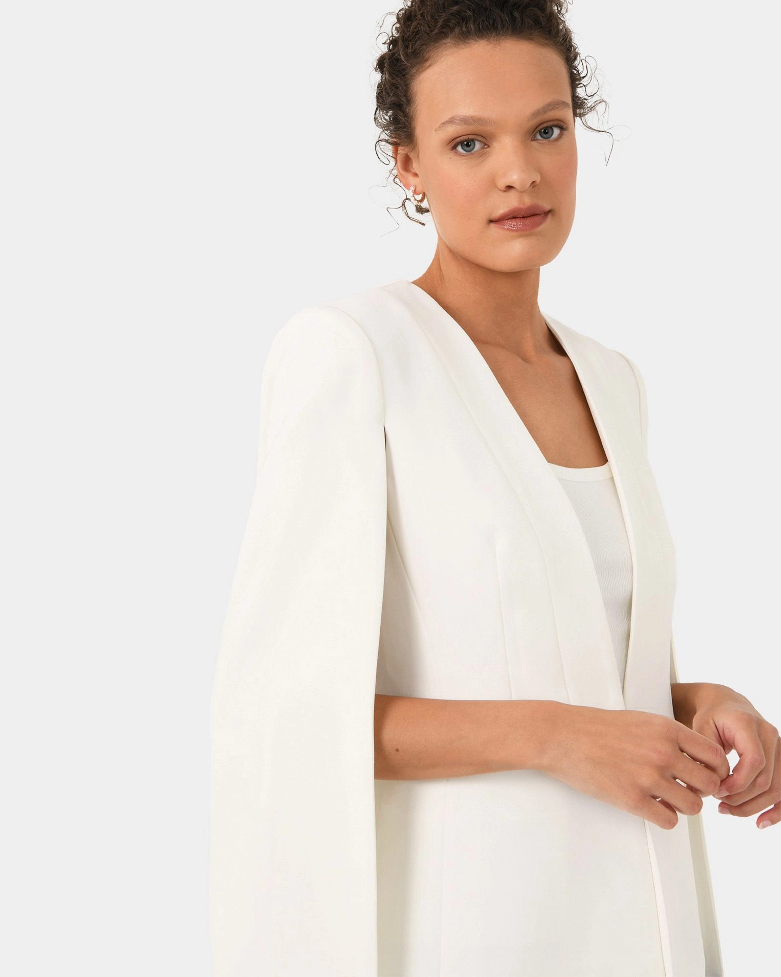 Forcast Clothing, the Christina 2 Cape Jacket, featuring Cape back detail with front arm slit