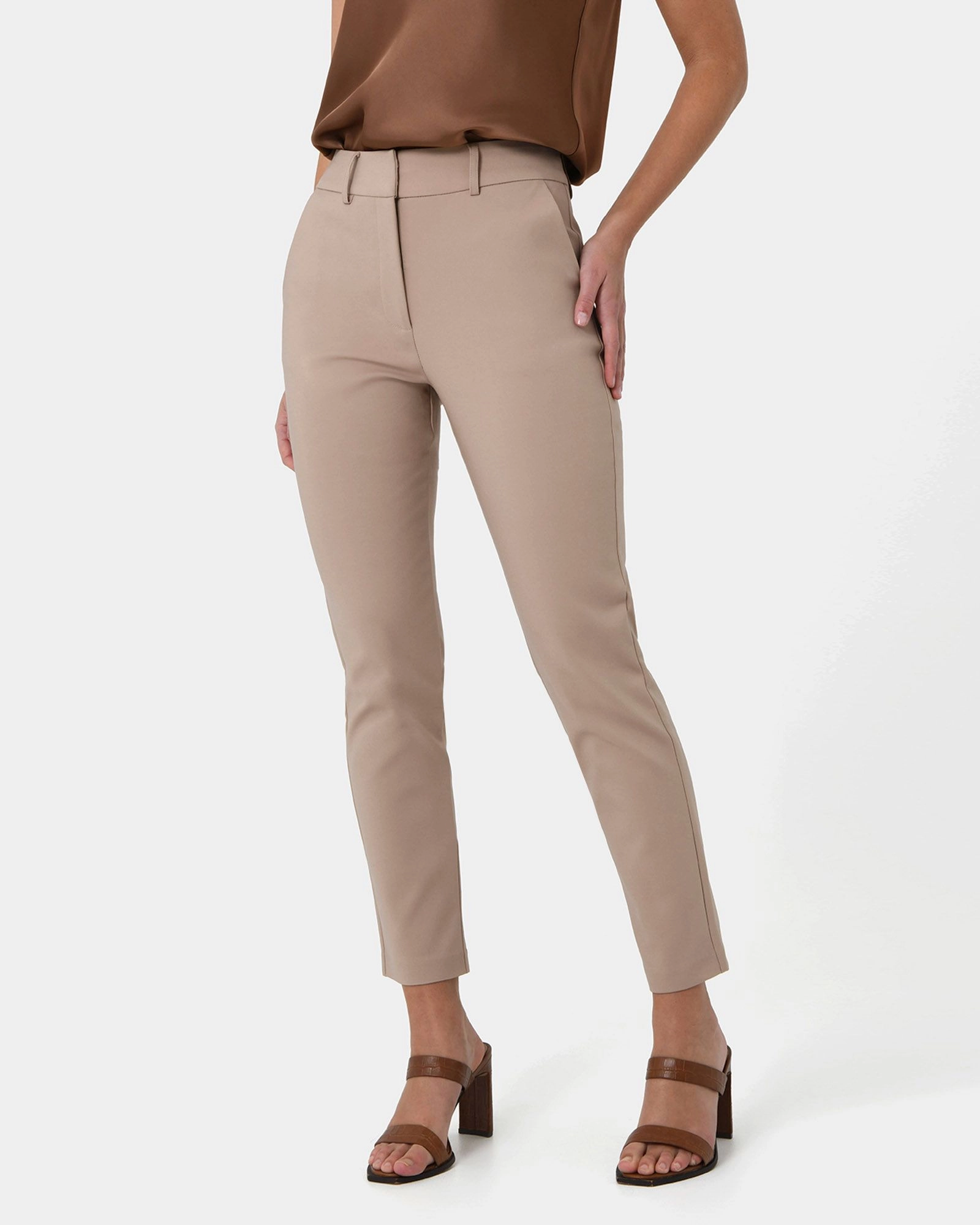 Forcast Clothing, the Safira High-Waist Trousers, featuring tailored fit and waistband with belt loops