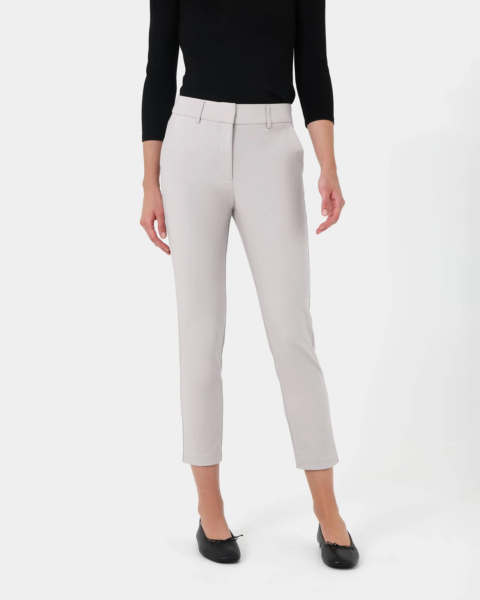 Forcast Clothing, the Safira High-Waist Trousers, featuring waist band and belt loops in a fitted silhouette 