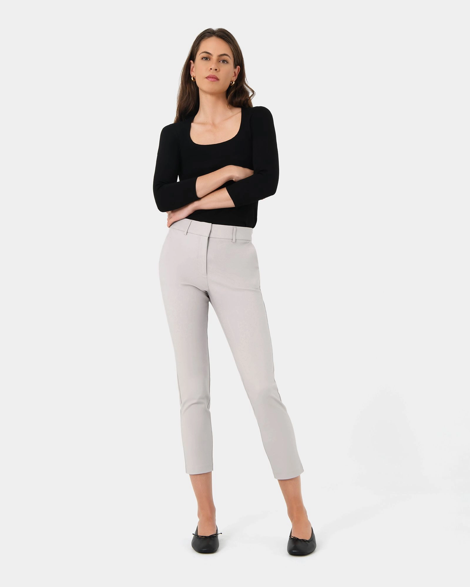 Forcast Clothing, the Safira High-Waist Trousers, featuring waist band and belt loops in a fitted silhouette 