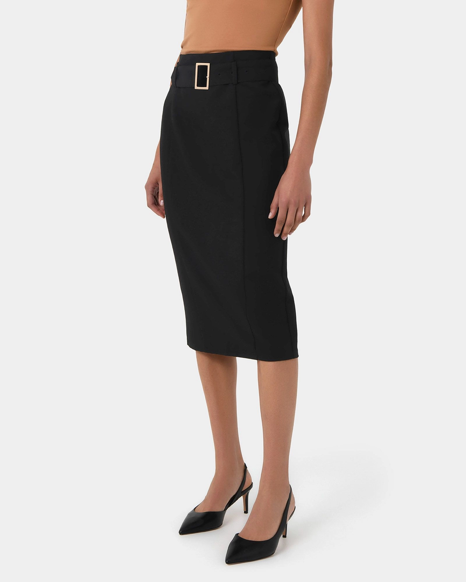 High waist pencil skirt belted store