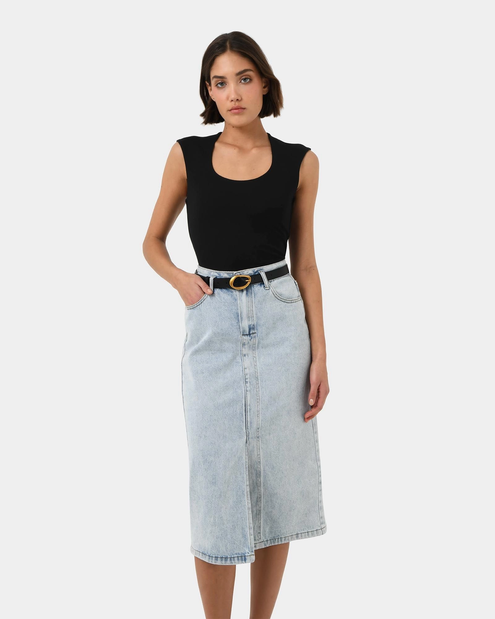 Forcast Clothing - Soho Round Square Neck Top 