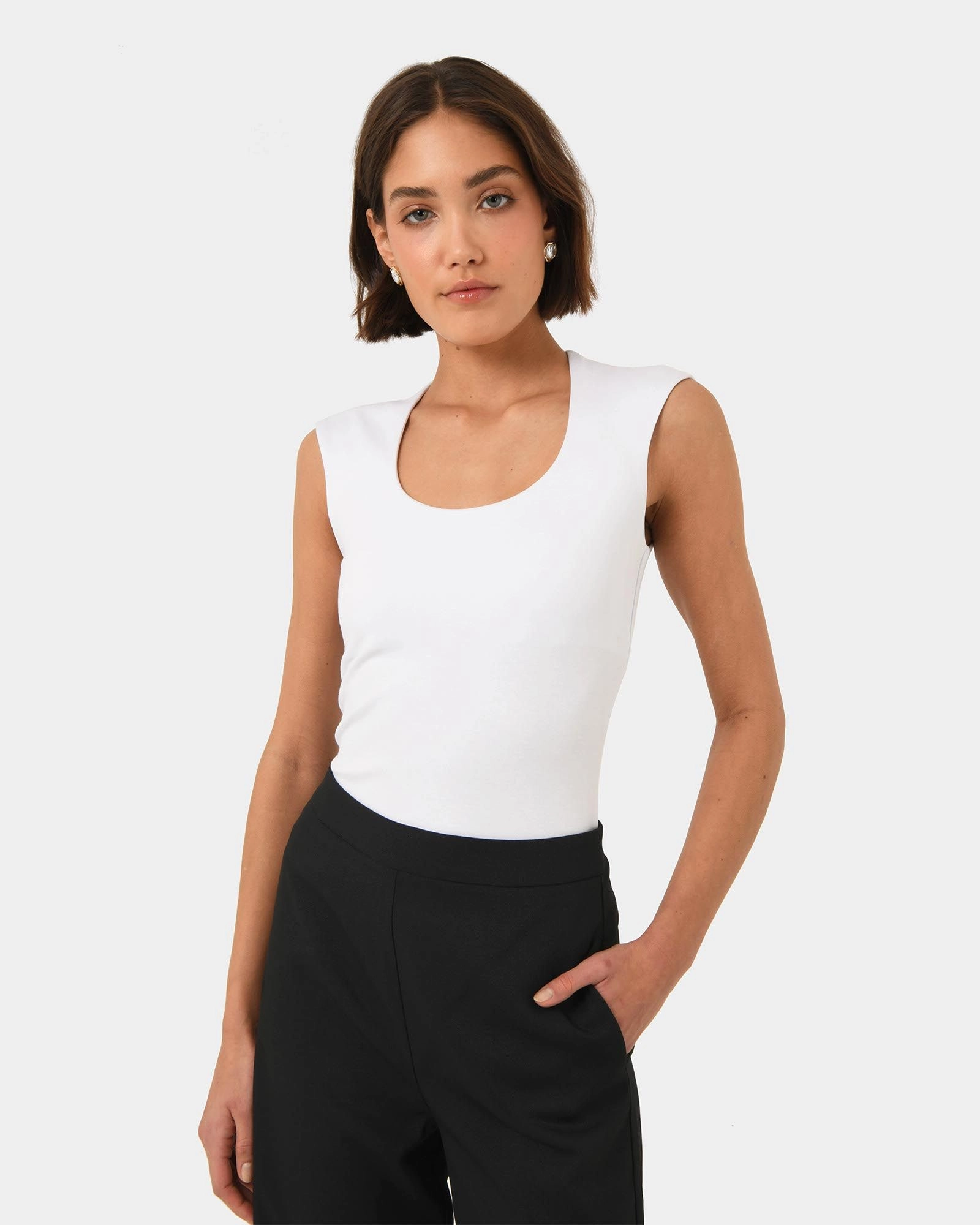 Forcast Clothing - Soho Rounded Square Neck Top