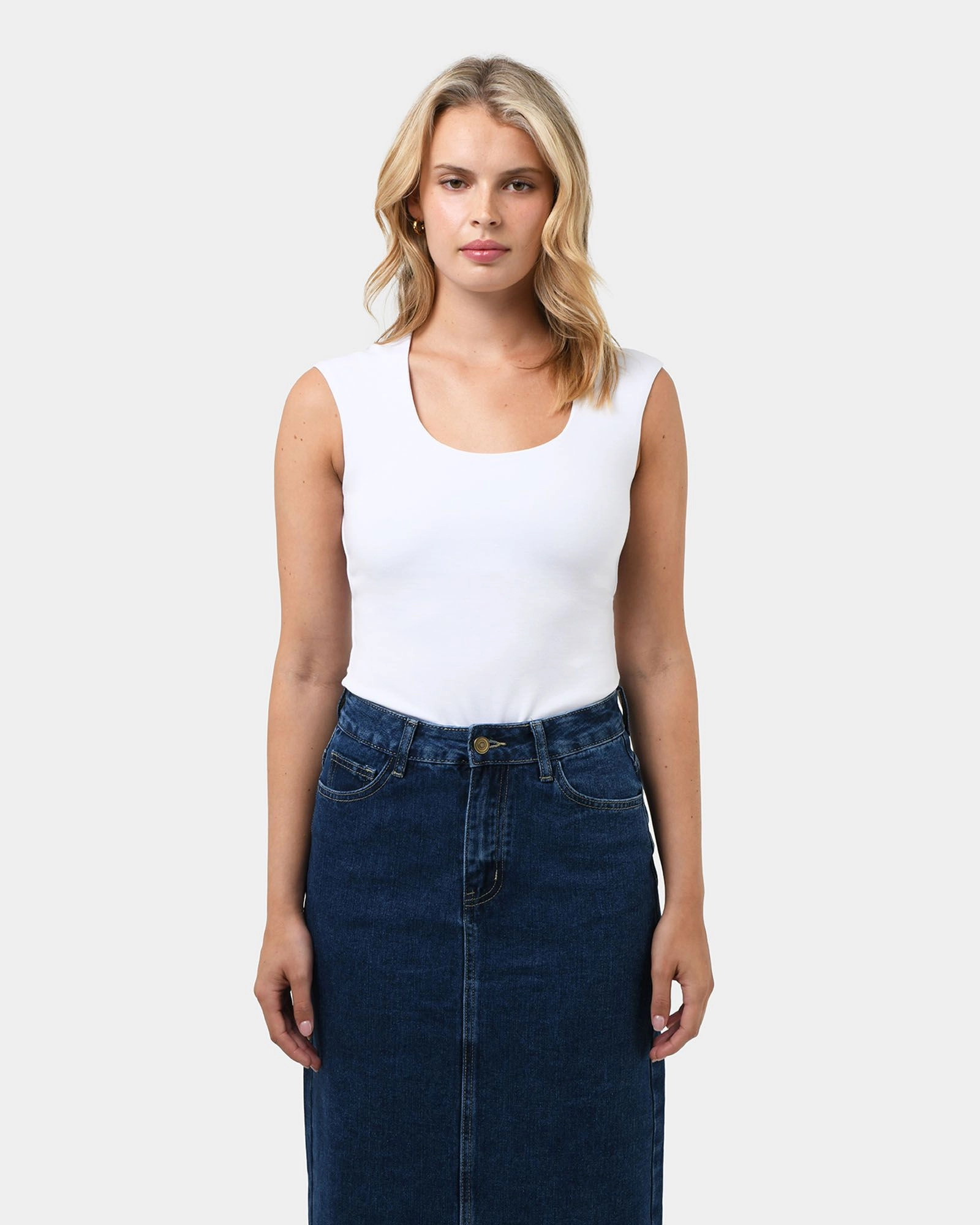 Forcast Clothing - Soho Rounded Square Neck Top
