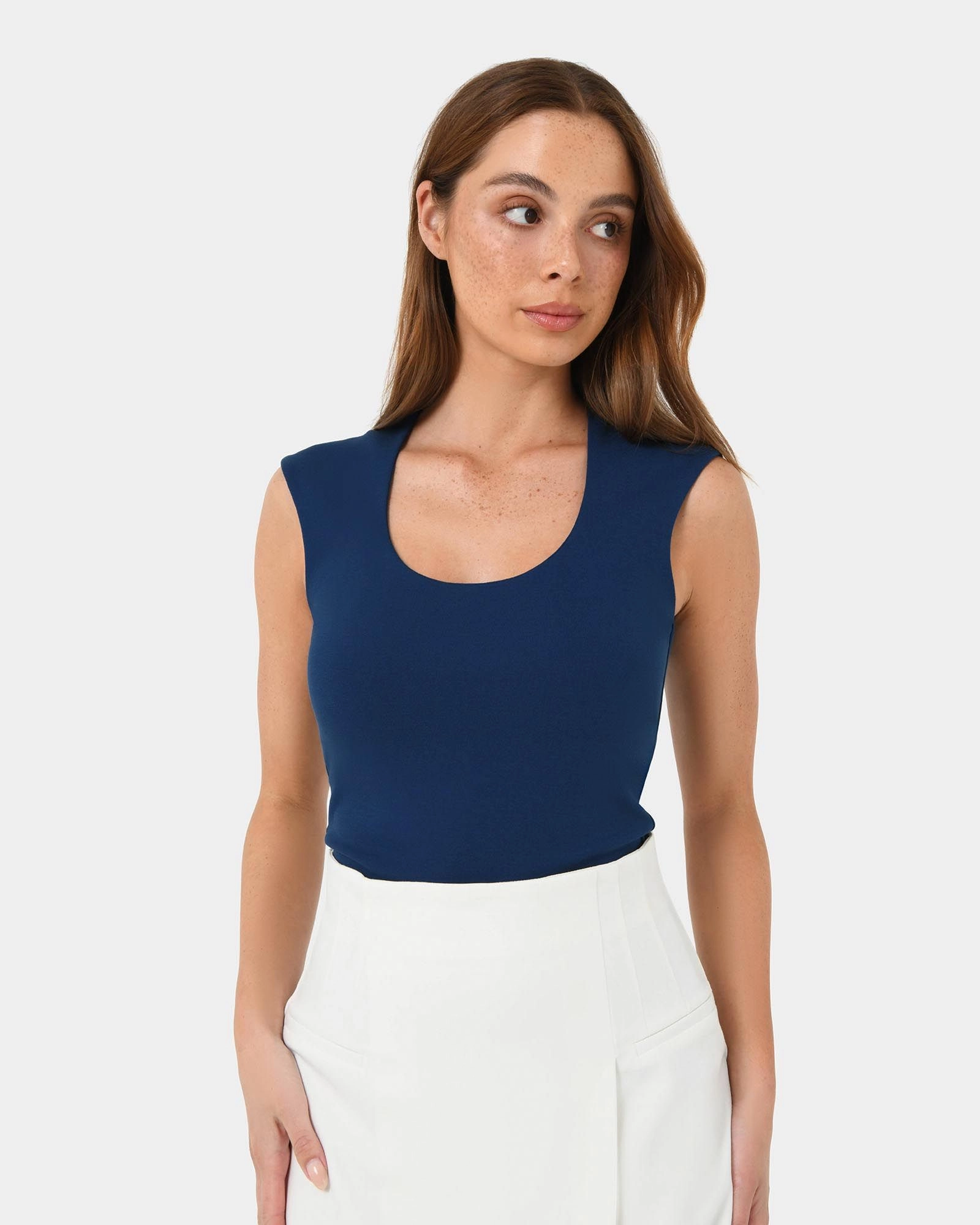 Forcast Clothing - Soho Round Square Neck Top