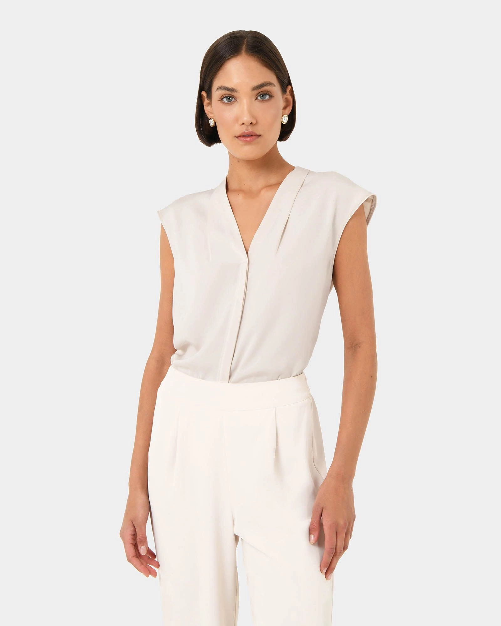 Forcast Clothing - Adelaide V-Neck Cap Sleeve Top