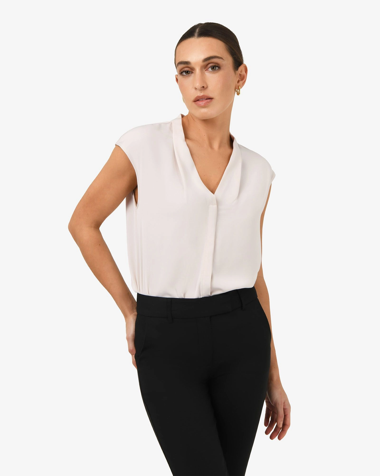 Forcast Clothing - Adelaide V-Neck Cap Sleeve Top