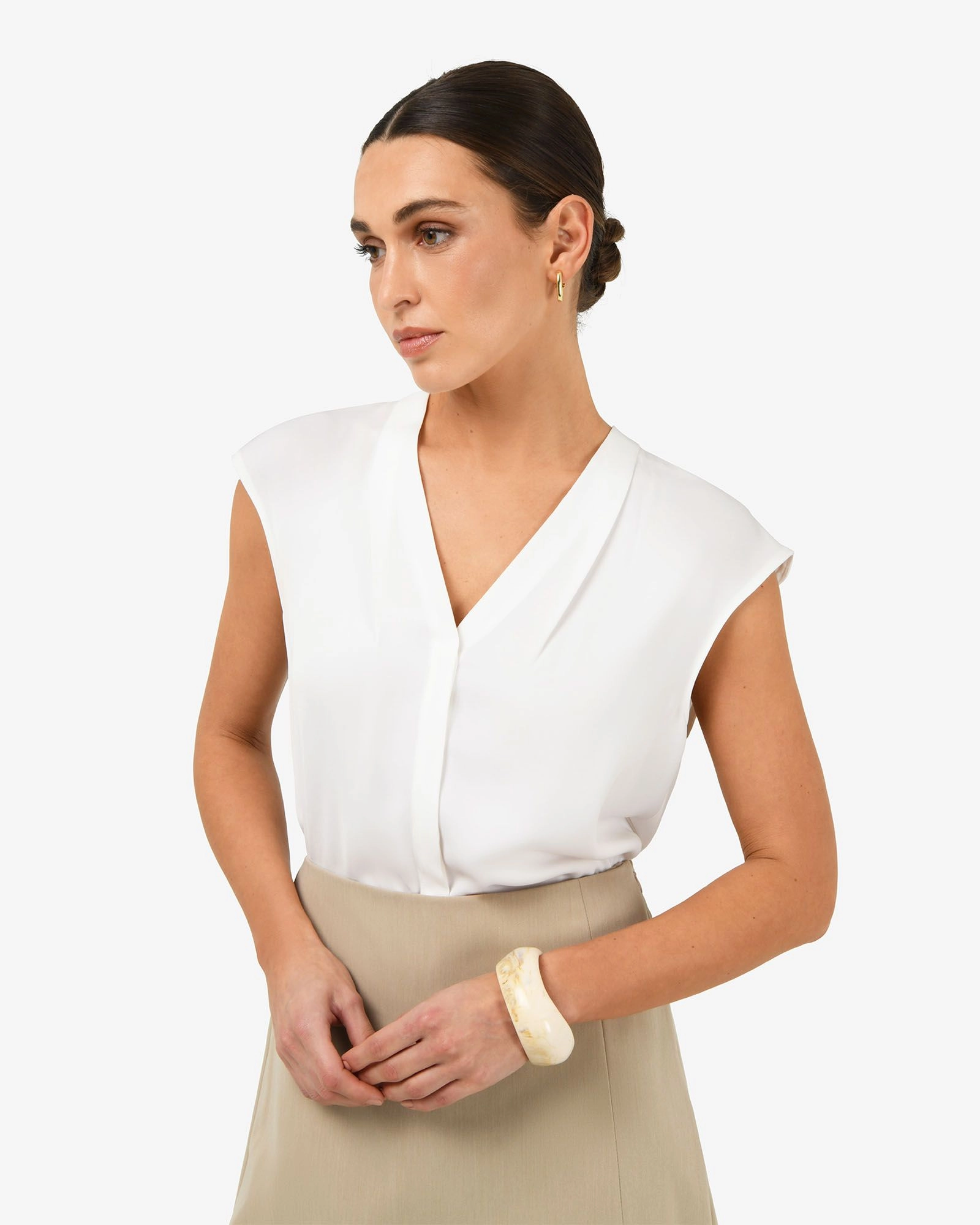 Forcast Clothing - Adelaide V-Neck Cap Sleeve Top