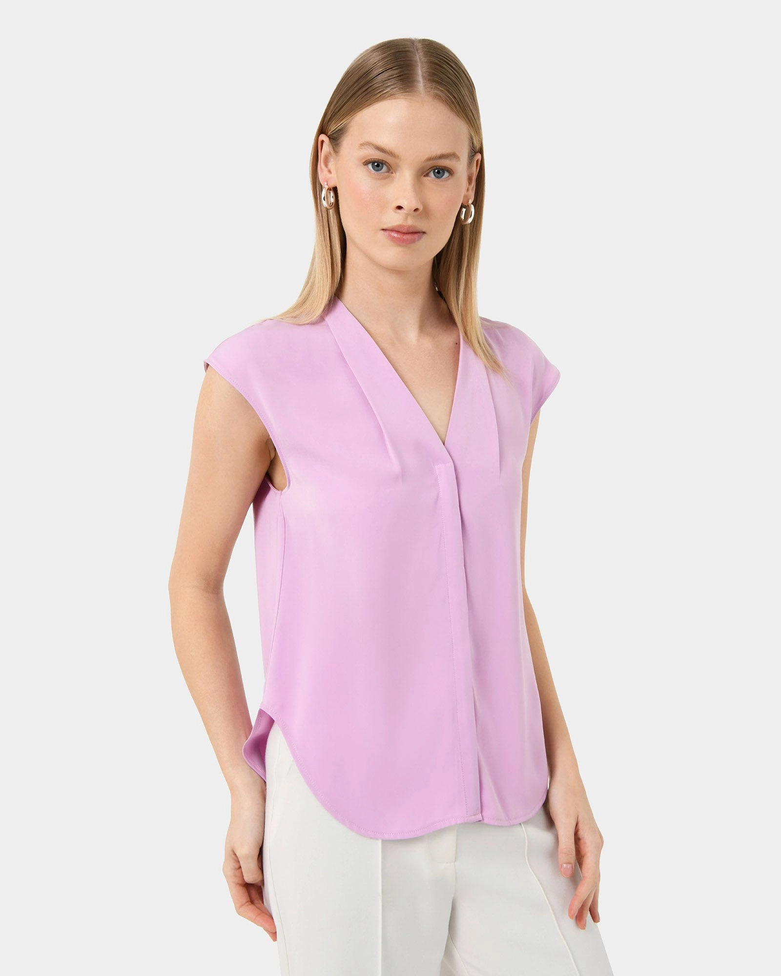 Forcast Clothing - Adelaide V-Neck Cap Sleeve Top