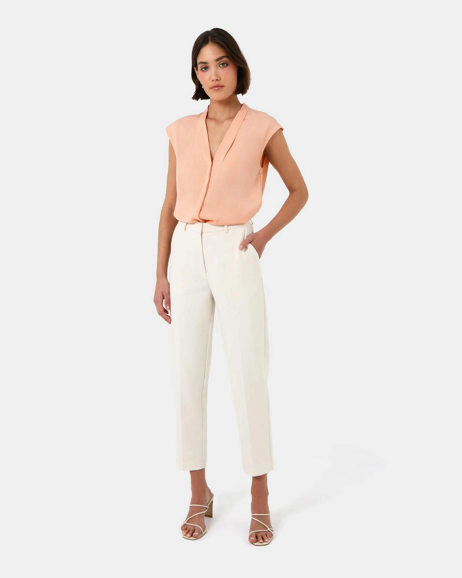 Forcast Clothing - Adelaide V-Neck Cap Sleeve Top