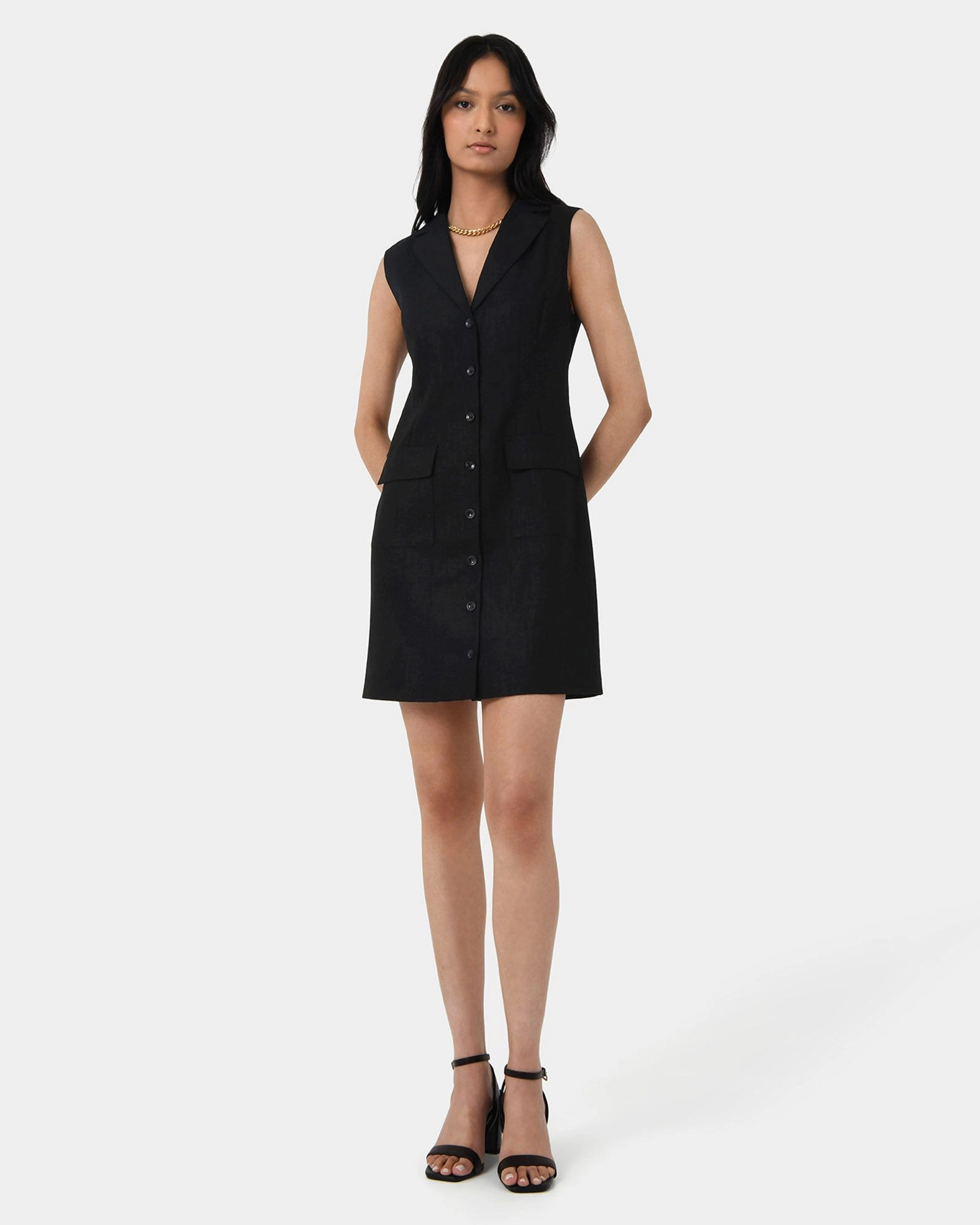 Forcast Clothing - Valeria Buttoned Linen Dress