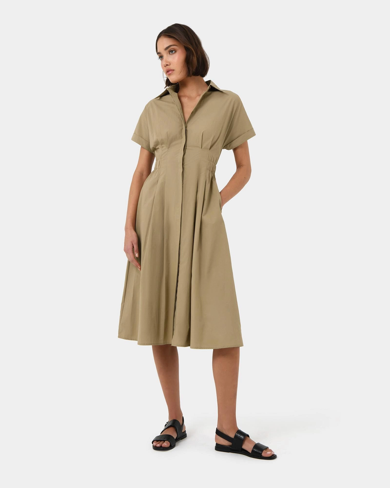 Forcast Clothing - Zara Panel Midi Shirt Dress