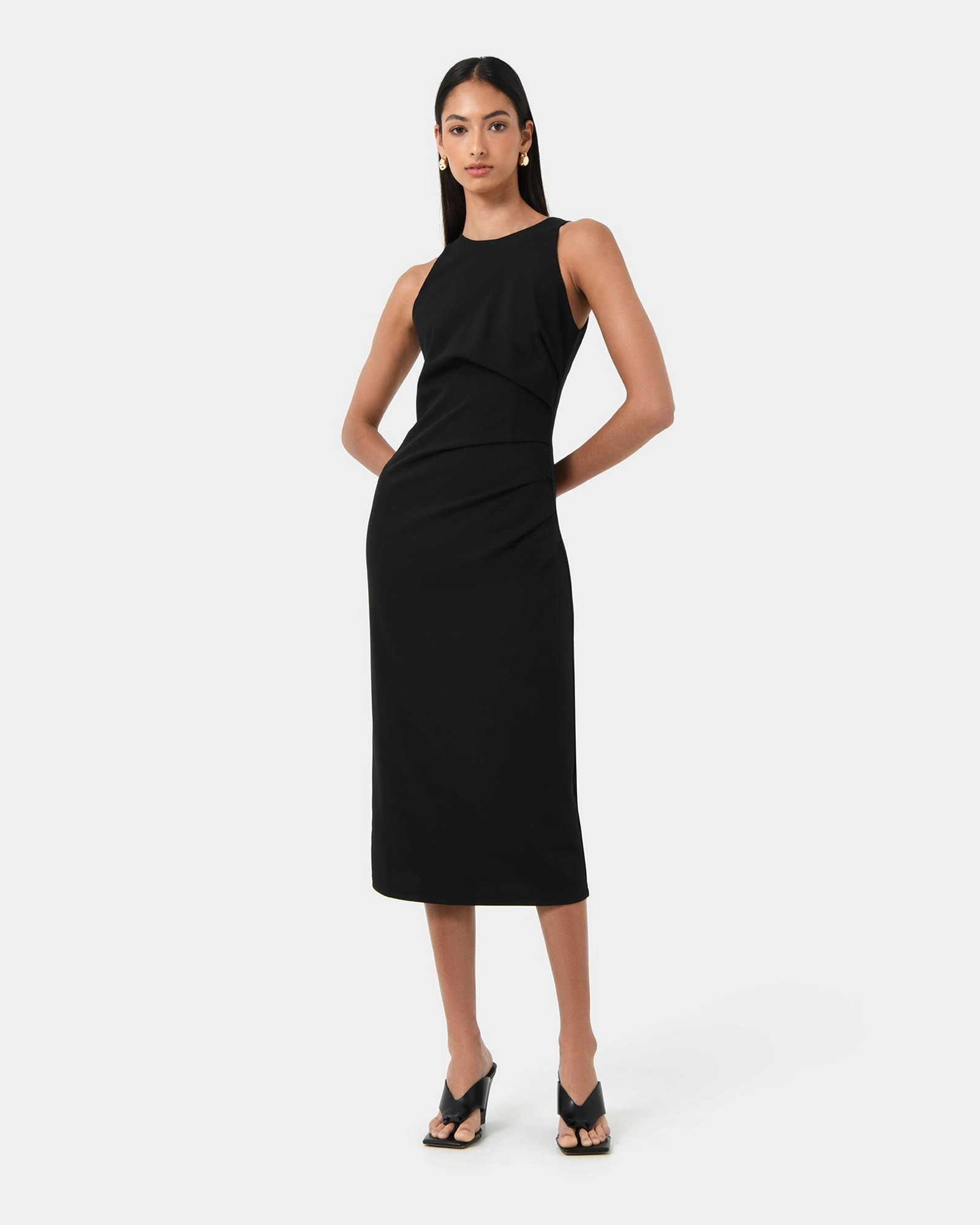 Forcast Clothing - Leah Side Ruched Midi Dress