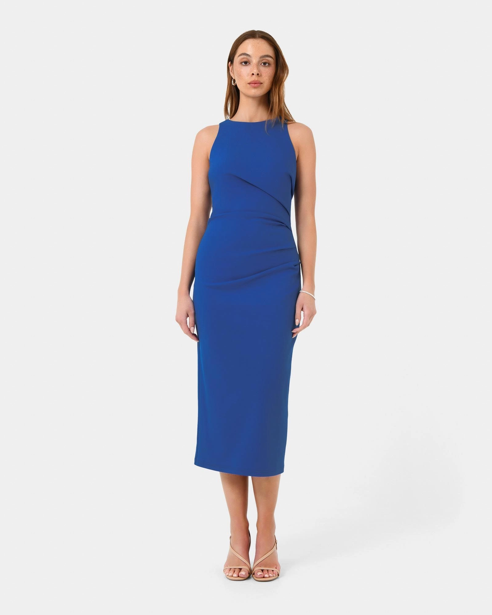 Forcast Clothing - Leah Side Ruched Midi Dress 