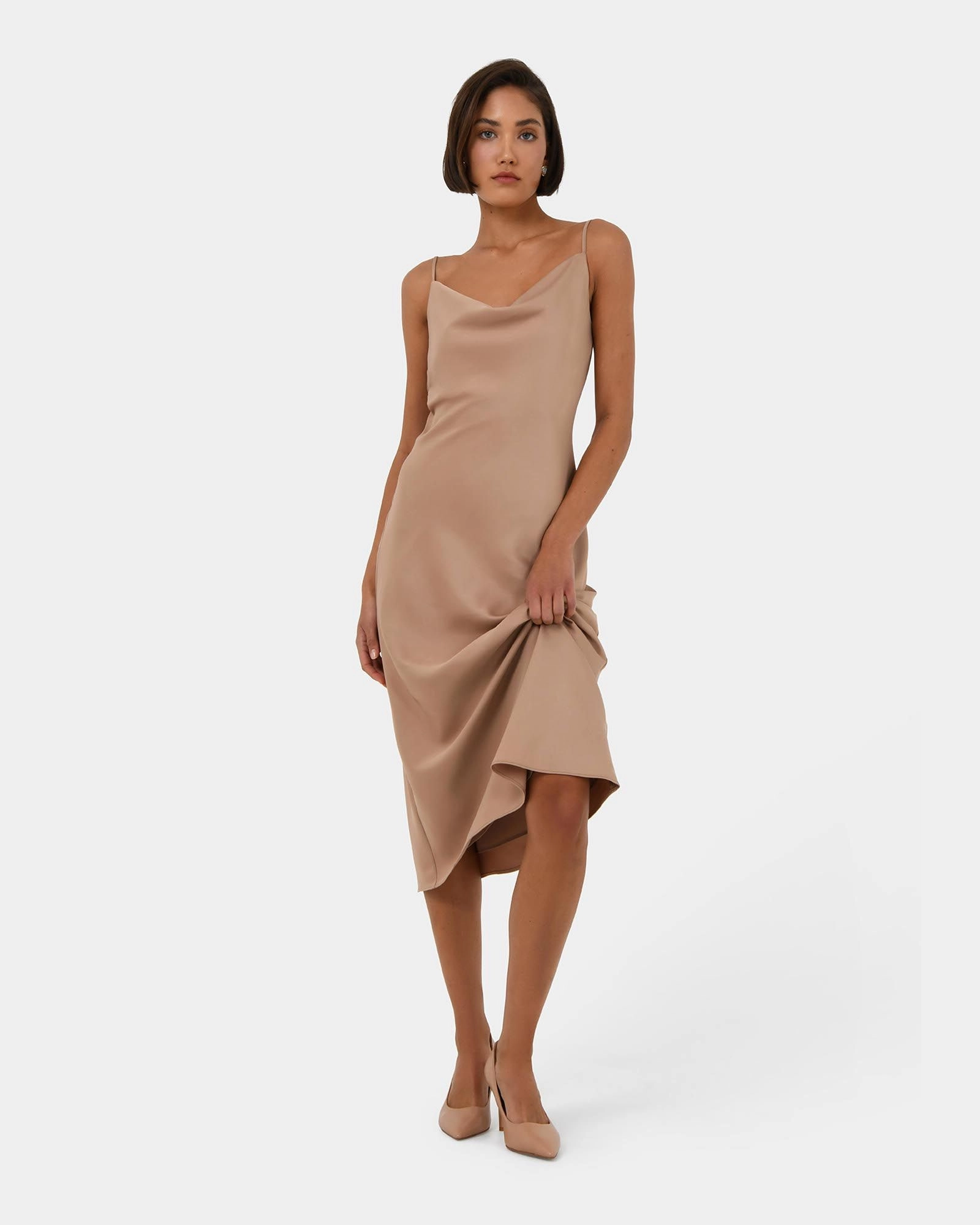 Forcast Clothing - Joy Satin Cowl Neck Dress