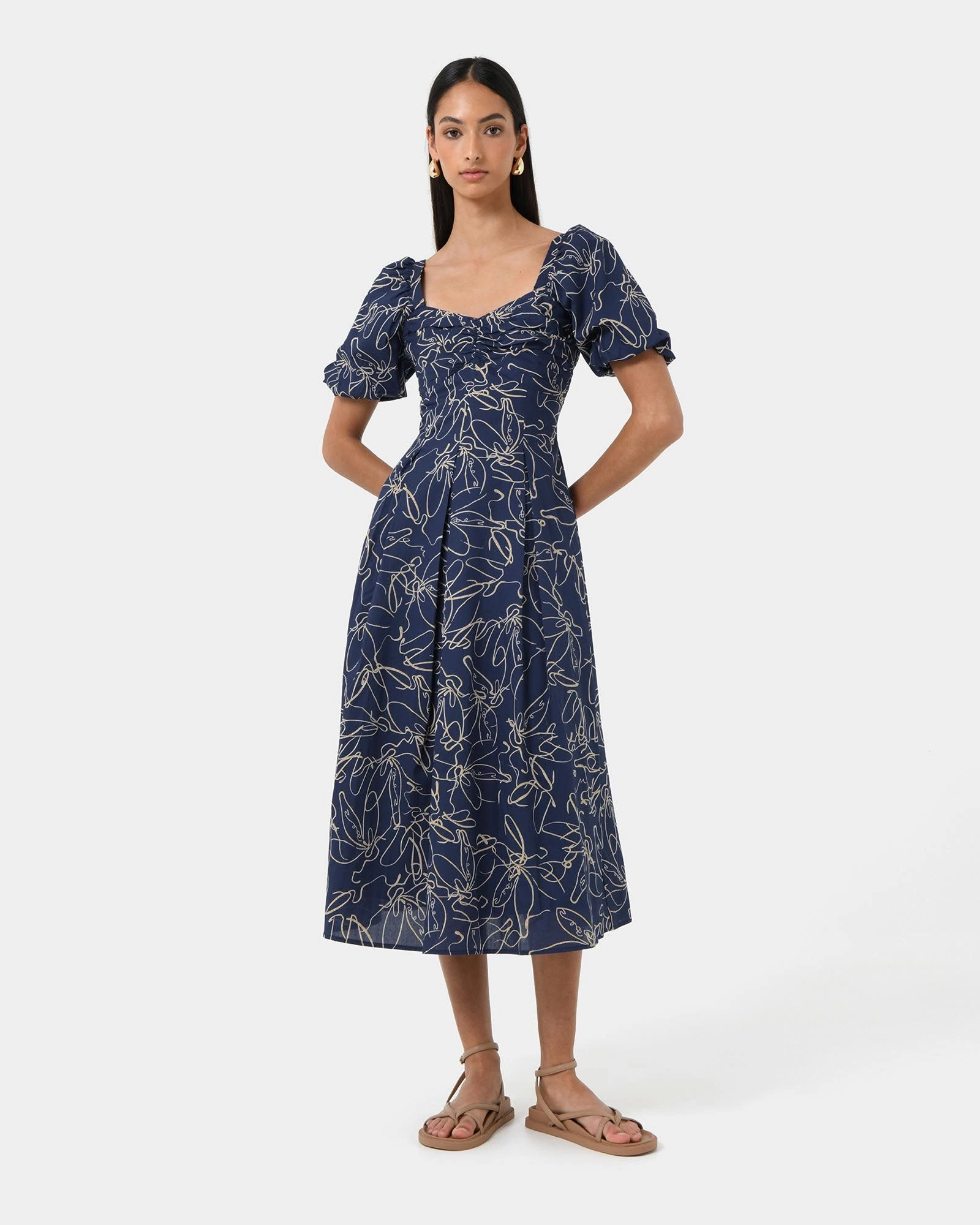 Forcast Clothing - Leen Puff Sleeve Midi Dress