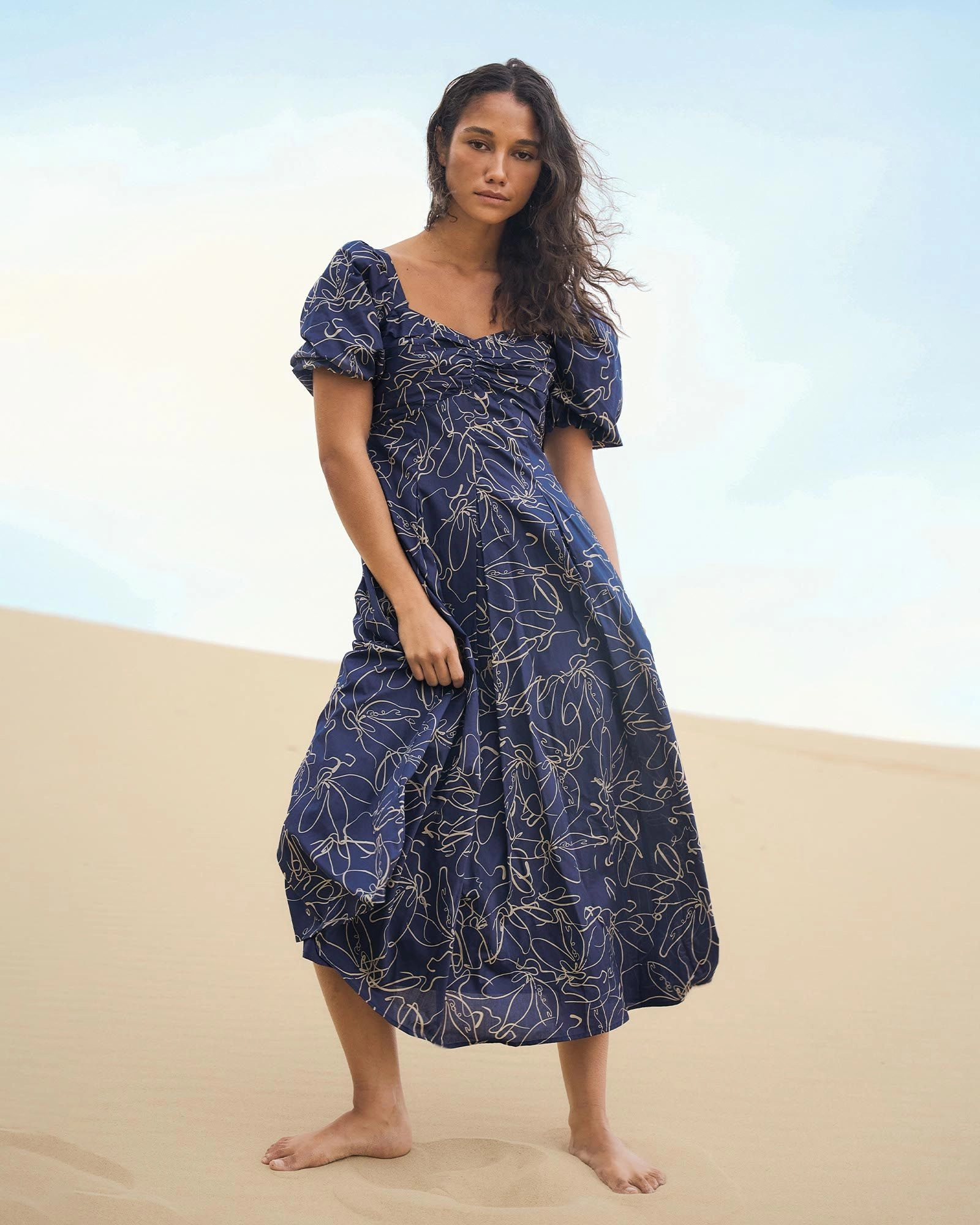Forcast Clothing - Leen Puff Sleeve Midi Dress