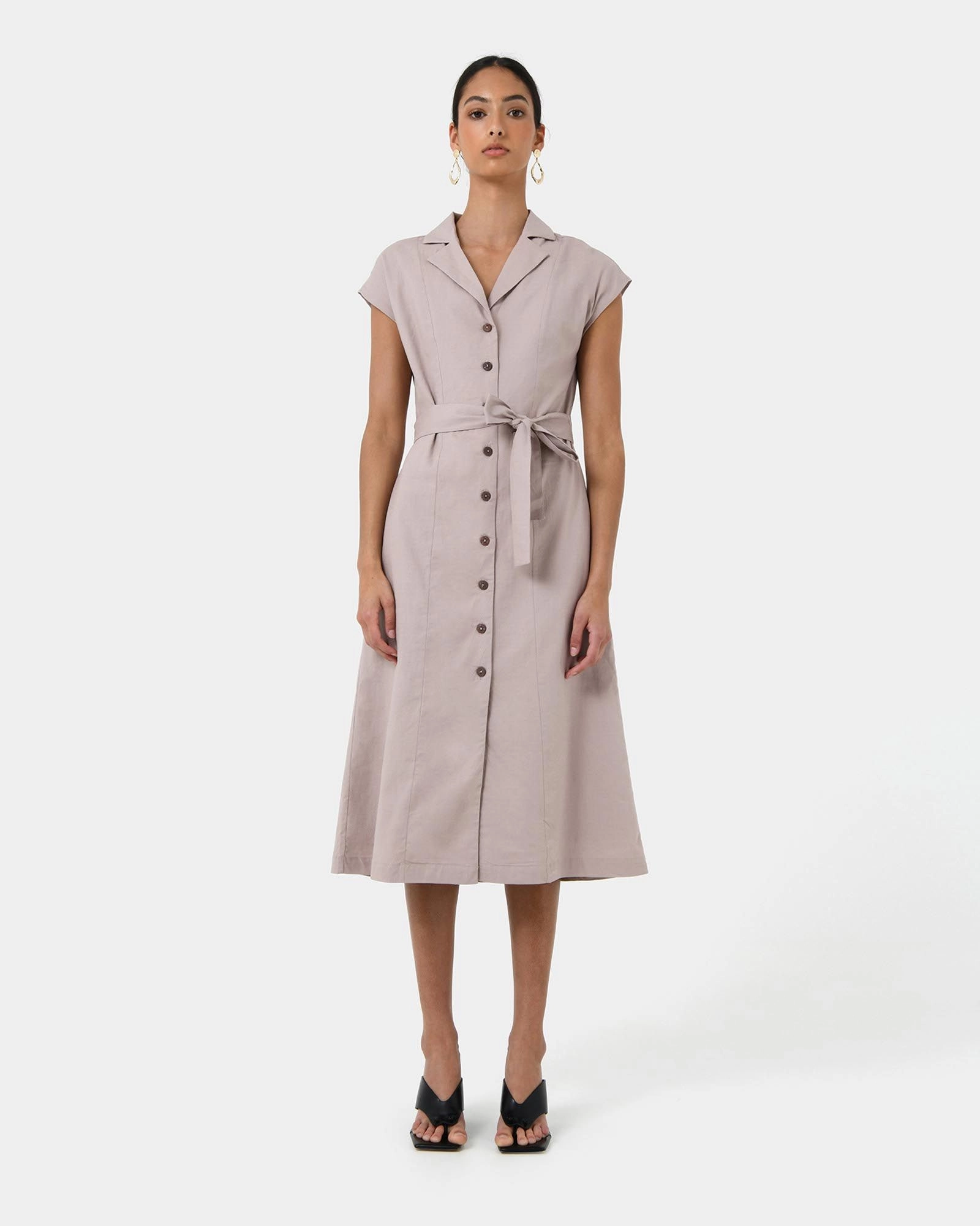 Forcast Clothing - Kade V-Neck Linen Dress