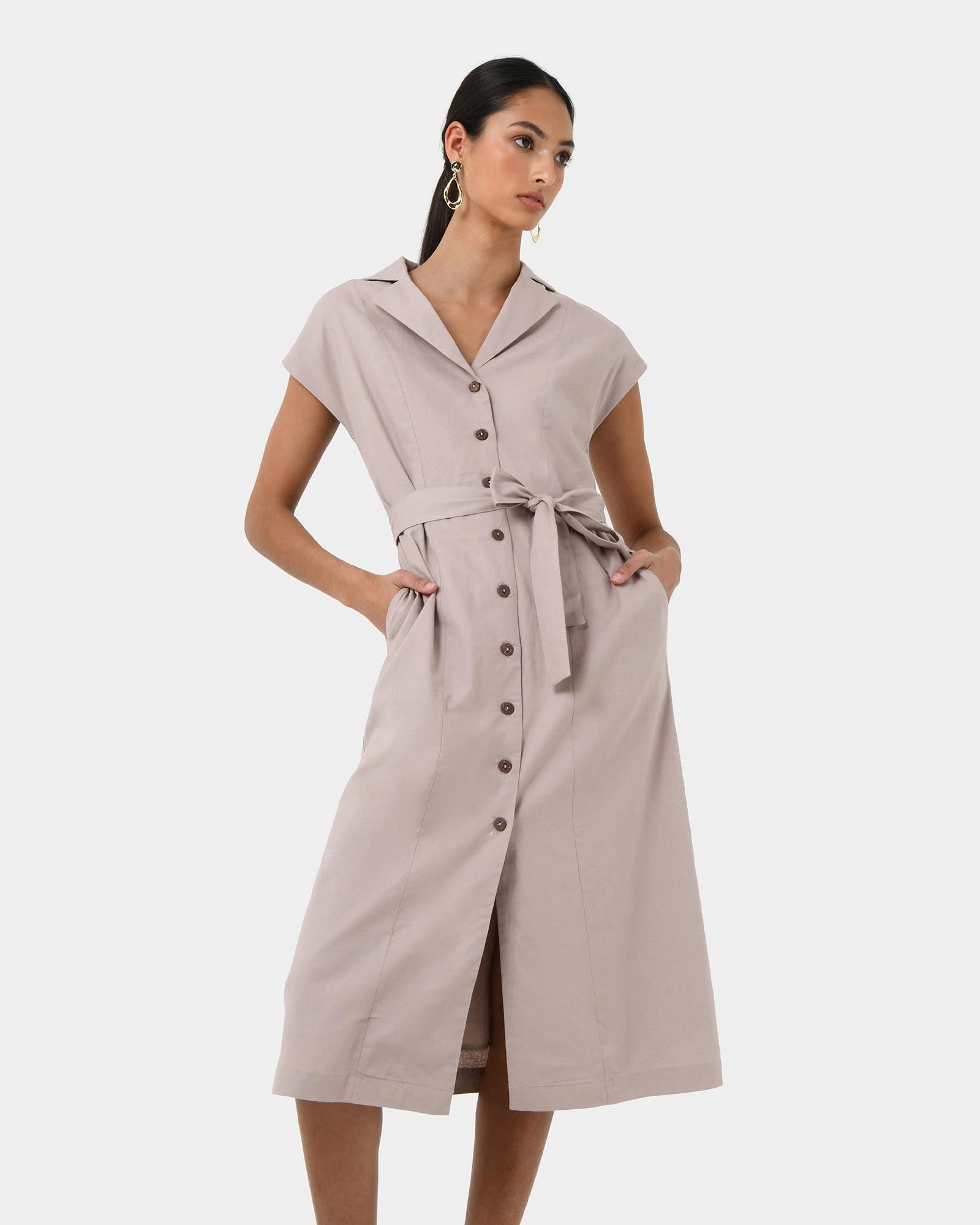 Forcast Clothing - Kade V-Neck Linen Dress