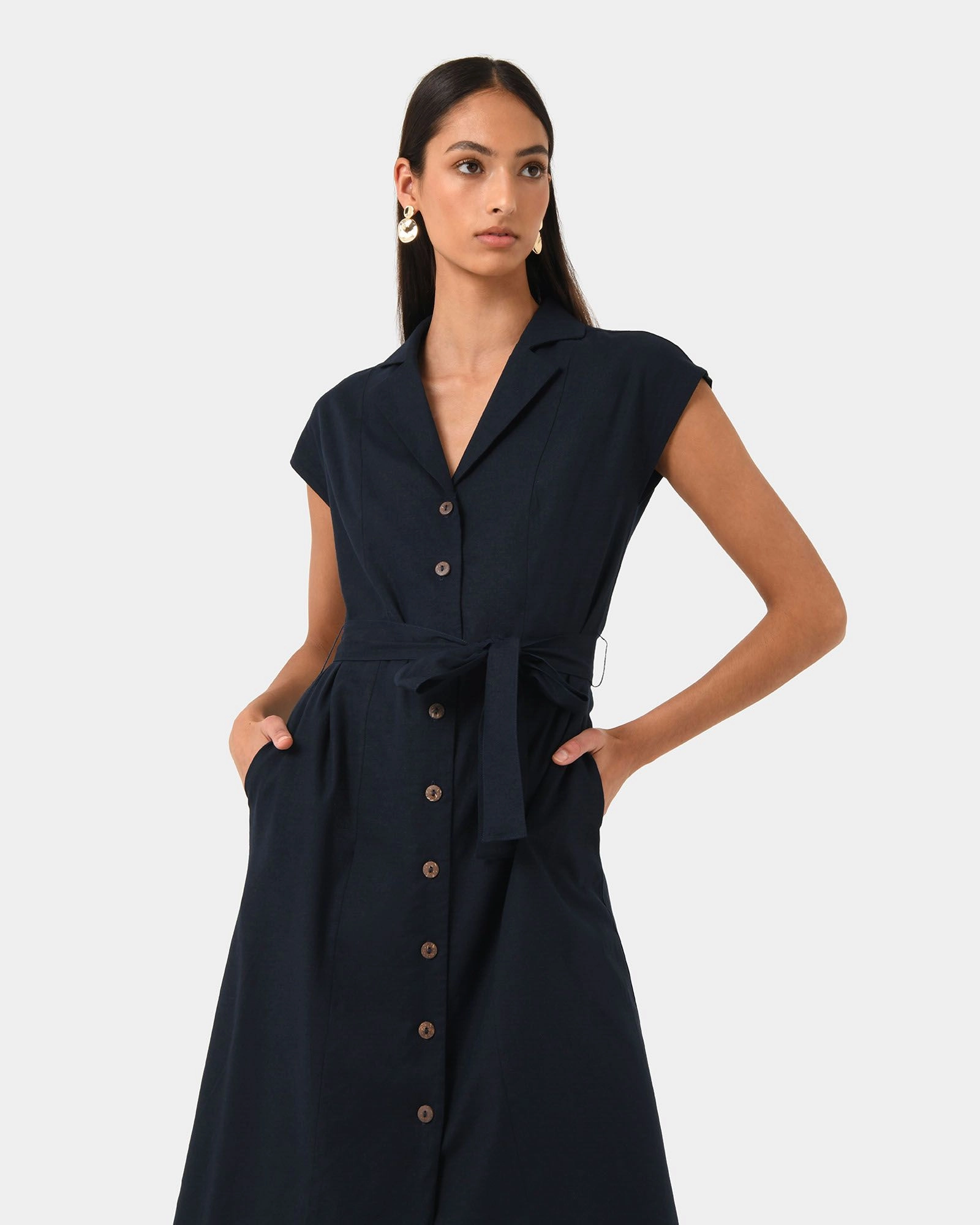 Forcast Clothing - Kade V-Neck Linen Dress