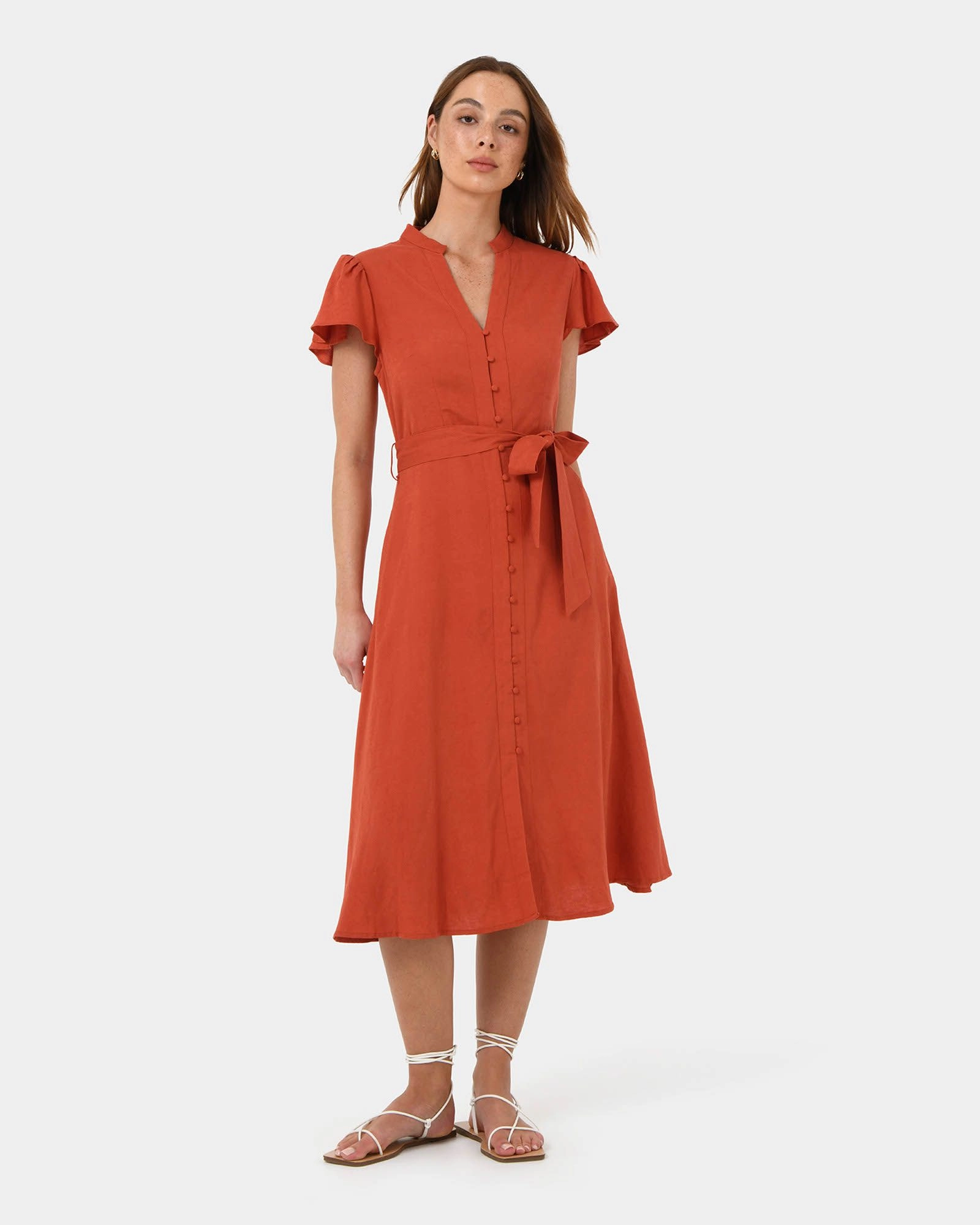 Forcast Clothing - Anne Linen Midi Dress